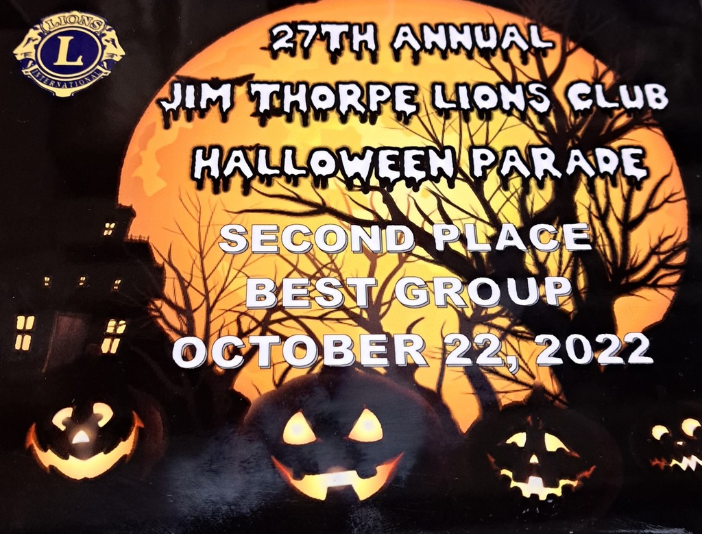 27th Annual Jim Thorpe Lions Club Halloween Parade - 2nd Place Plaque