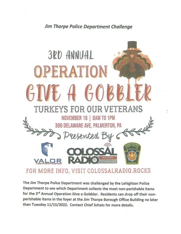 3rd Annual Operation Give A Gobbler Flyer